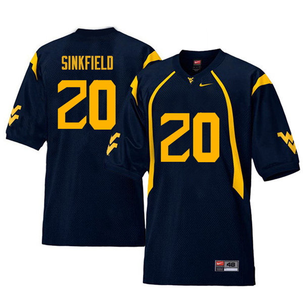 NCAA Men's Alec Sinkfield West Virginia Mountaineers Navy #20 Nike Stitched Football College Retro Authentic Jersey ON23T50FL